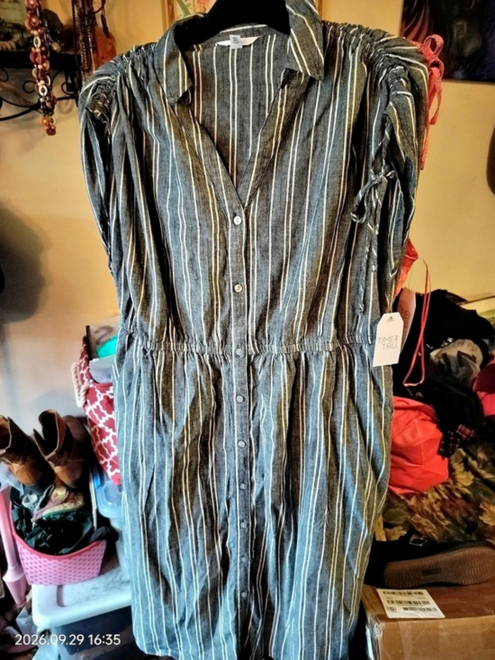 Time and Tru Cotton Striped Maxi Dress in Blue & White XXL NWT